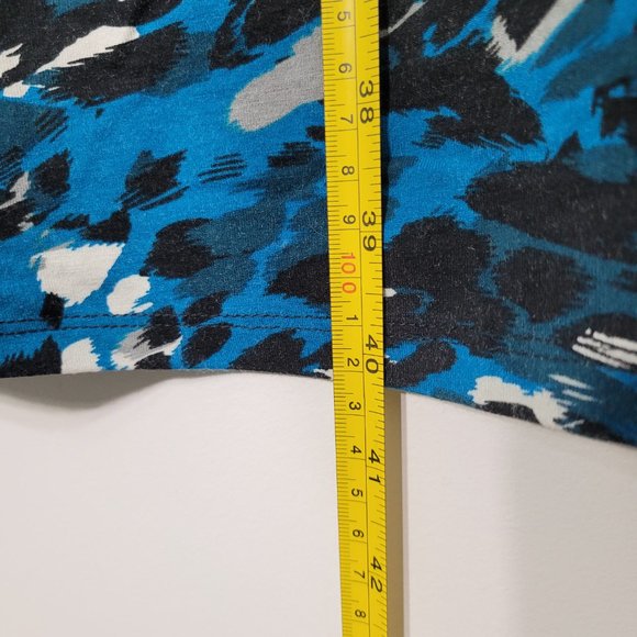 Ann Taylor Sleeveless Midi Dress V Neckline Stretch Leopard Print Blue Womens L - Picture 7 of 12